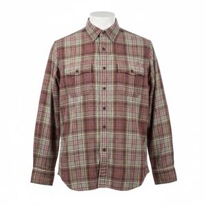 Polo‎ Ralph Lauren Plaid Button Down Shirt Red Tan Classic Fit Mens Size Large